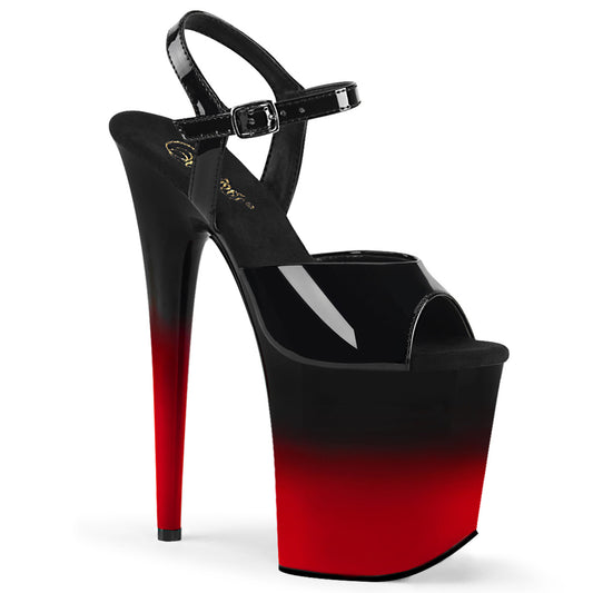 8" Heel, 4" PF Two Tone Ankle Strap Sandal (Pleaser FLAM809BR-H/B/B-R)