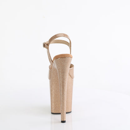 8" Heel, 4" PF Ankle Strap Sandal (Pleaser FLAM809GP/AQG/M)