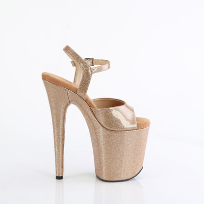 8" Heel, 4" PF Ankle Strap Sandal (Pleaser FLAM809GP/AQG/M)