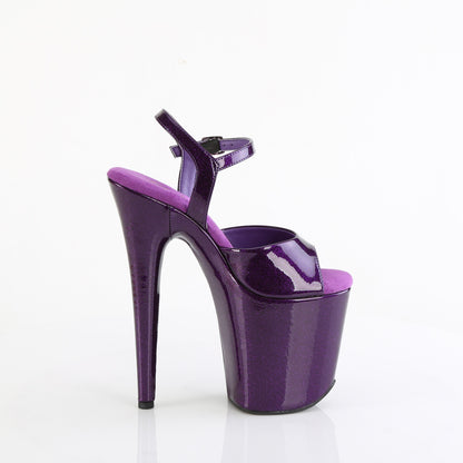 8" Heel, 4" PF Ankle Strap Sandal (Pleaser FLAM809GP/AQG/M)