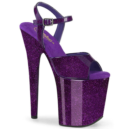 8" Heel, 4" PF Ankle Strap Sandal (Pleaser FLAM809GP/AQG/M)
