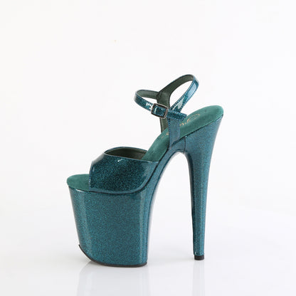 8" Heel, 4" PF Ankle Strap Sandal (Pleaser FLAM809GP/AQG/M)