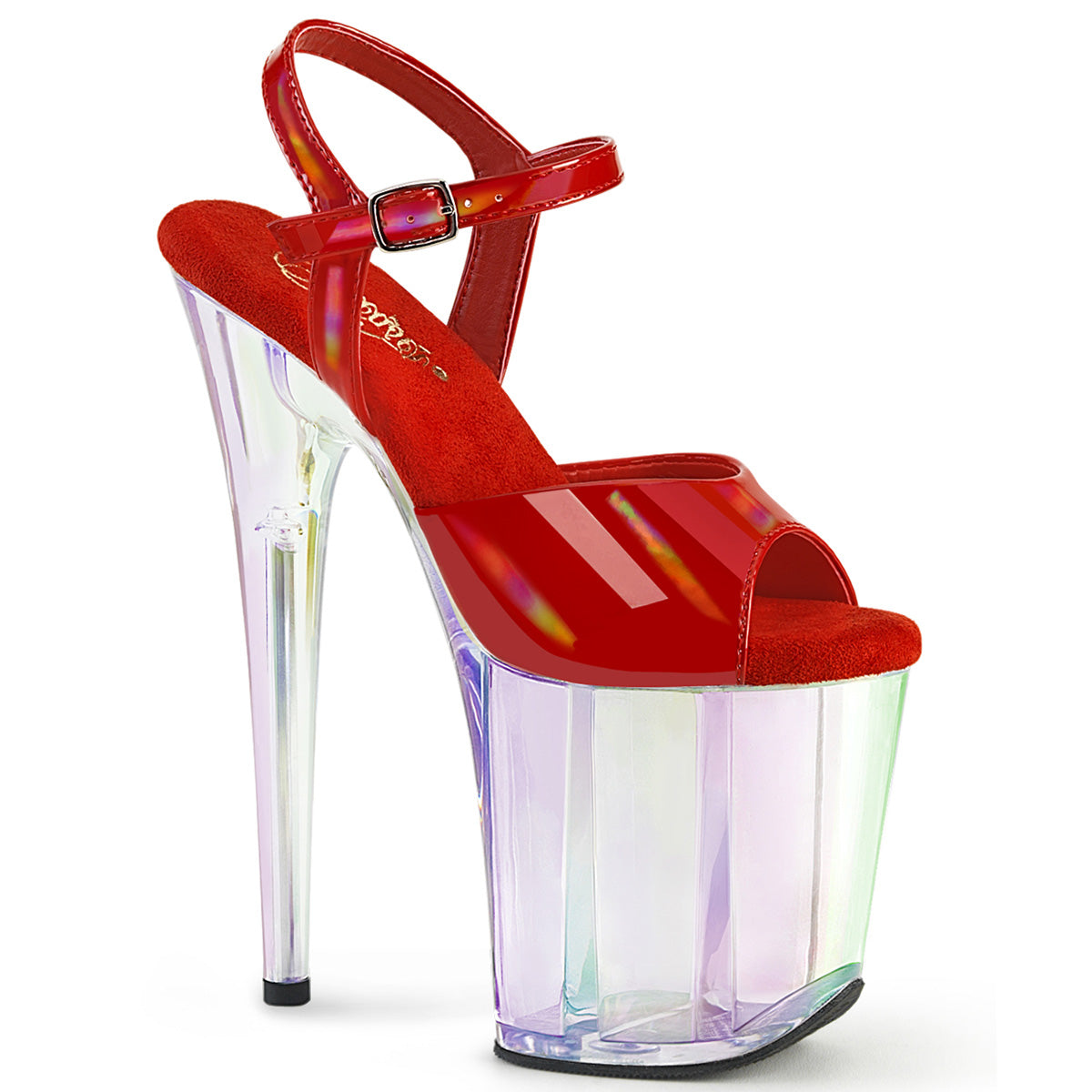 *8" Heel, 4" Holo Tinted PF Ankle Strap Sandal (Pleaser FLAM809HT/BHG/HG)