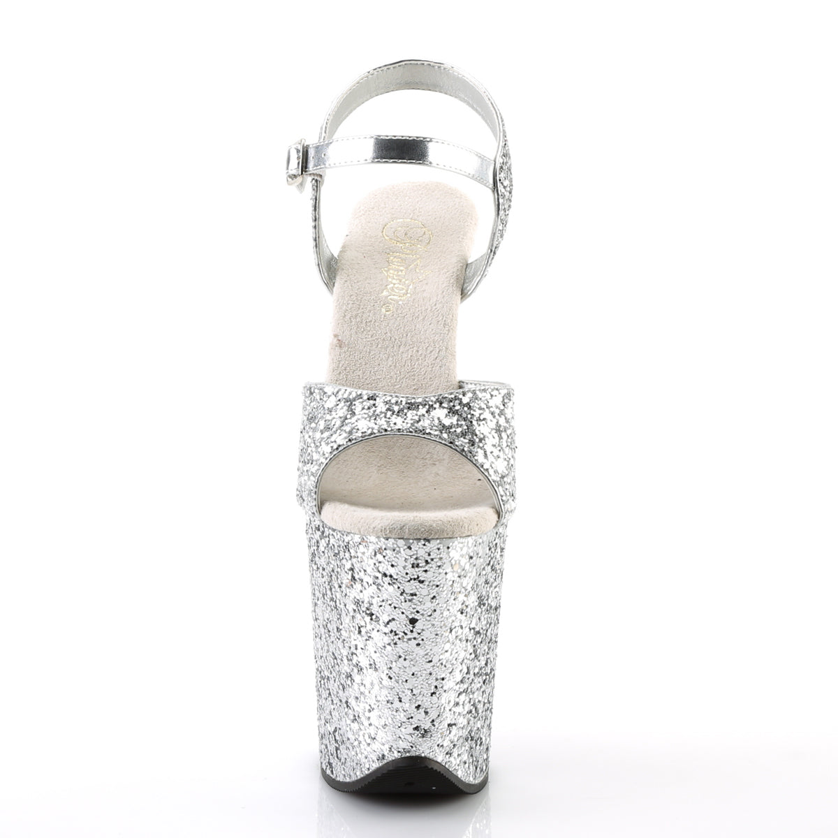 8" Heel, 4" PF Glitter Ankle Strap Sandal (Pleaser FLAM810LG/ROGLDG/M)