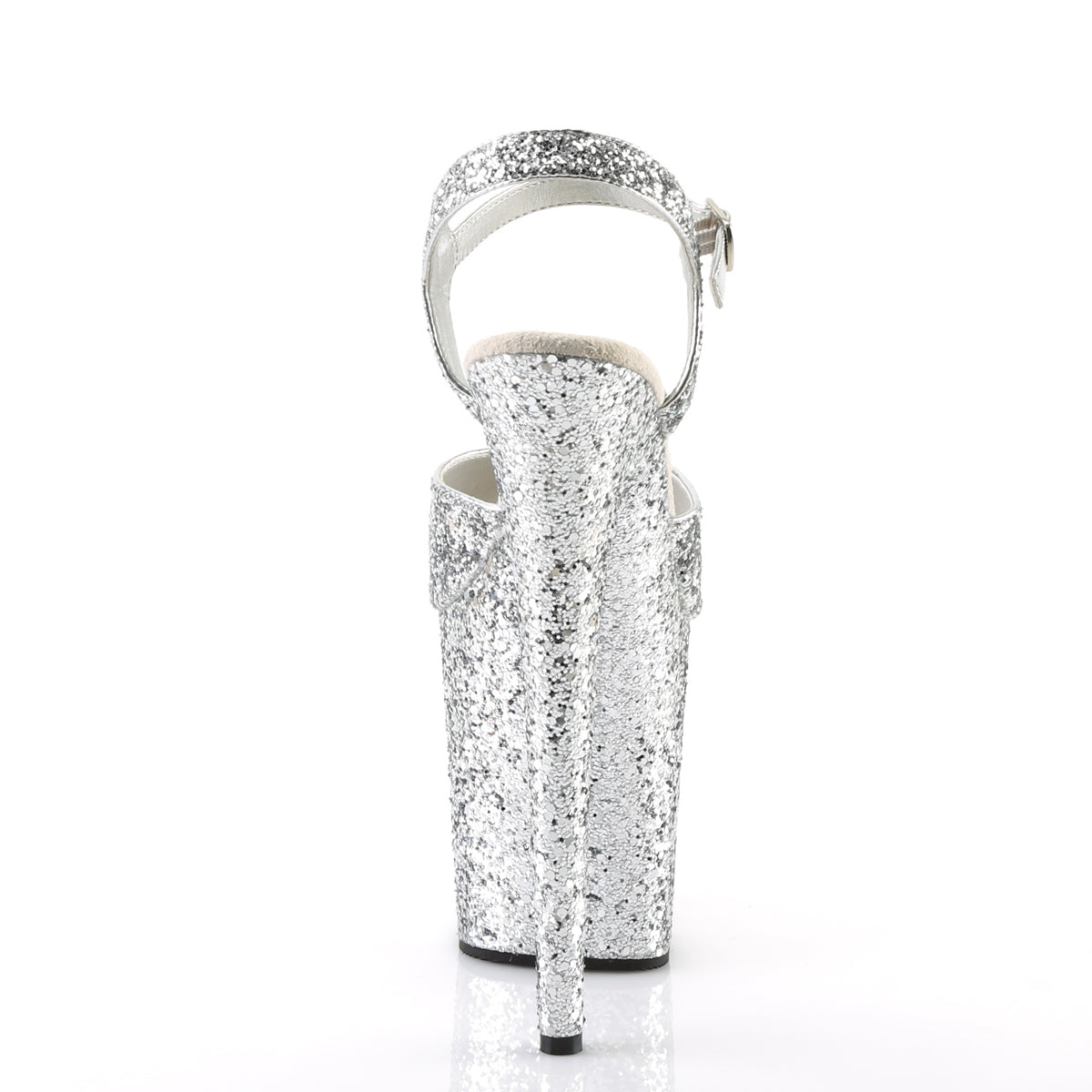 8" Heel, 4" PF Glitter Ankle Strap Sandal (Pleaser FLAM810LG/ROGLDG/M)
