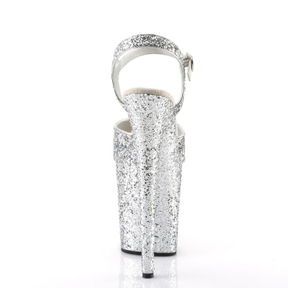 8" Heel, 4" PF Glitter Ankle Strap Sandal (Pleaser FLAM810LG/ROGLDG/M)