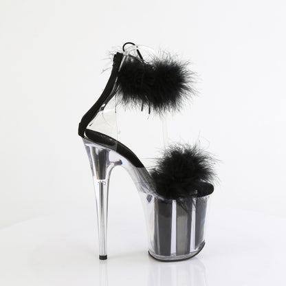 8" Heel, 4" PF Marabou Fur Ankle Cuff Sandal, Back Zip (Pleaser FLAM824F/C-BFUR/M)