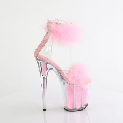 8" Heel, 4" PF Marabou Fur Ankle Cuff Sandal, Back Zip (Pleaser FLAM824F/C-BFUR/M)