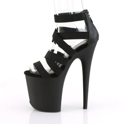 *8" Heel, 4" PF Ankle Strap Criss Cross Sandal, Back Zip (Pleaser FLAM859/BELS-PU/M)