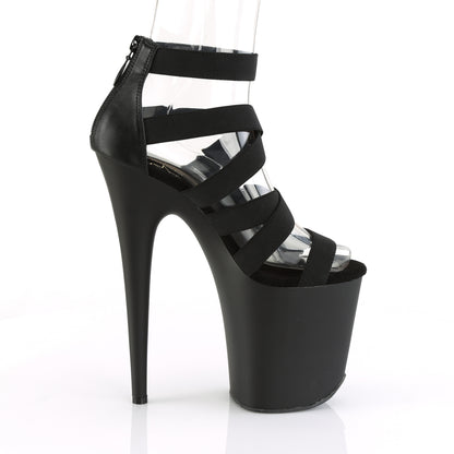 *8" Heel, 4" PF Ankle Strap Criss Cross Sandal, Back Zip (Pleaser FLAM859/BELS-PU/M)