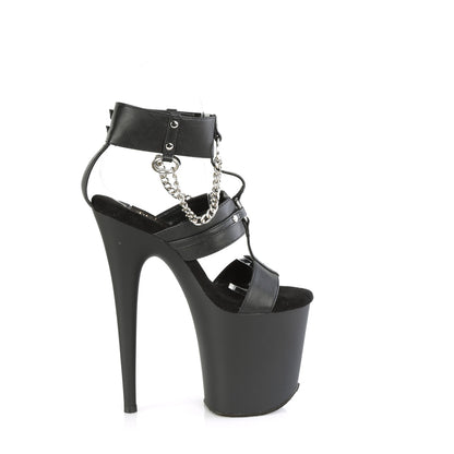 8" Heel, 4" PF 3 Band T-Strap Ankle Strap Sandal (Pleaser FLAM861/BPU/M)