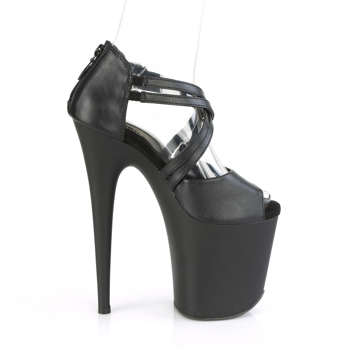 *8" Heel, 4" PF Peep Toe Close Back Sandal (Pleaser FLAM865/BPU/M)