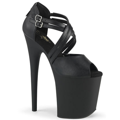 *8" Heel, 4" PF Peep Toe Close Back Sandal (Pleaser FLAM865/BPU/M)