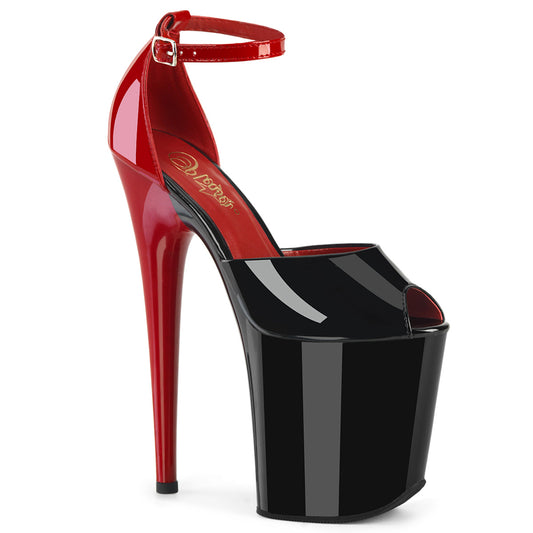 *8" Heel, 4" PF Close Back Ankle Strap Sandal (Pleaser FLAM868/B-R/M)