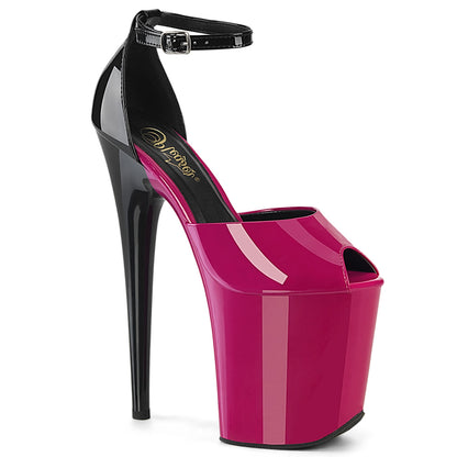 *8" Heel, 4" PF Close Back Ankle Strap Sandal (Pleaser FLAM868/B-R/M)