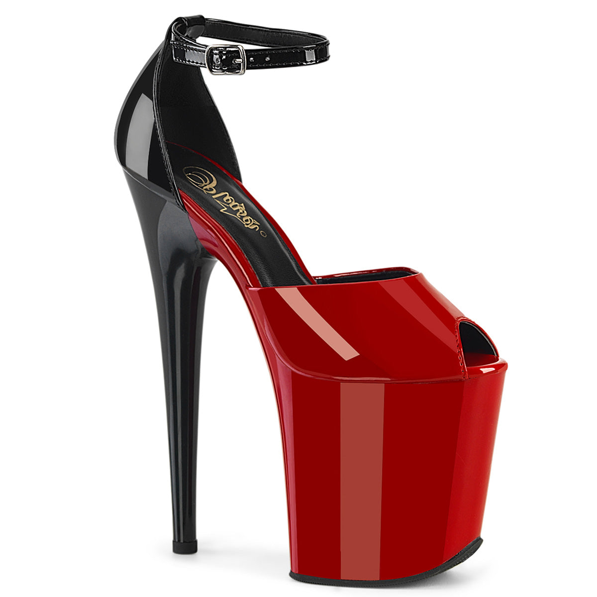 *8" Heel, 4" PF Close Back Ankle Strap Sandal (Pleaser FLAM868/B-R/M)