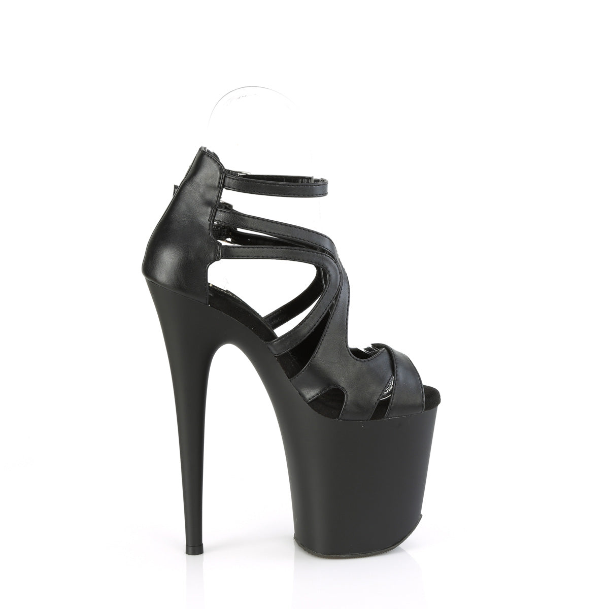 *8" Heel, 4" PF Strappy Close Back Ankle Strap Sandal (Pleaser FLAM877/BPU/M)