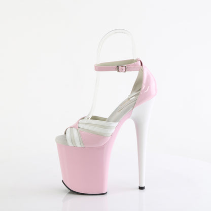 *8" Heel, 4" PF Two Tone Close Back Ankle Strap Sandal (Pleaser FLAM884/BP-W/M)