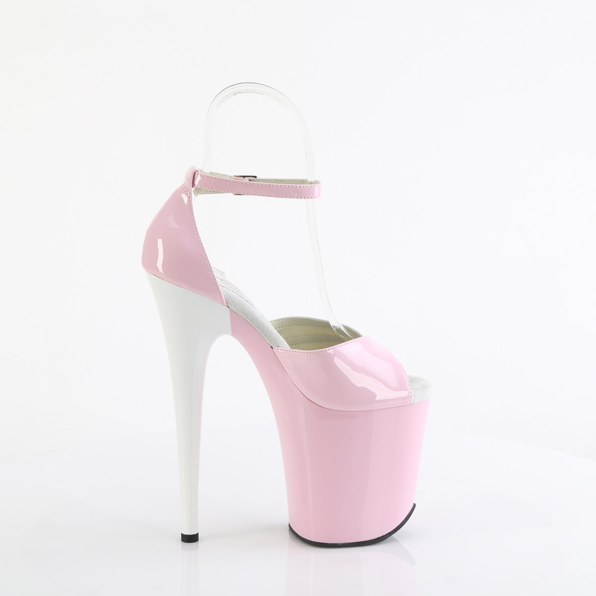 *8" Heel, 4" PF Two Tone Close Back Ankle Strap Sandal (Pleaser FLAM884/BP-W/M)