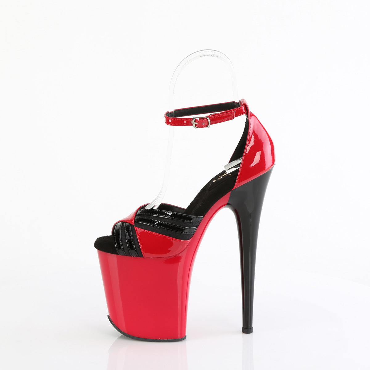 *8" Heel, 4" PF Two Tone Close Back Ankle Strap Sandal (Pleaser FLAM884/BP-W/M)