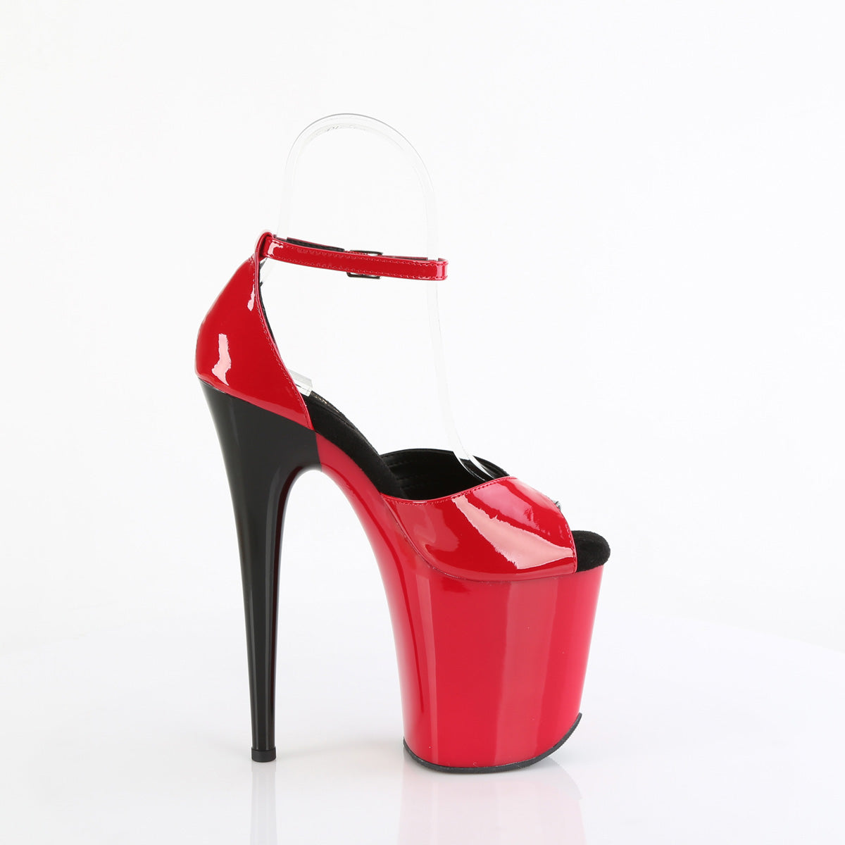 *8" Heel, 4" PF Two Tone Close Back Ankle Strap Sandal (Pleaser FLAM884/BP-W/M)