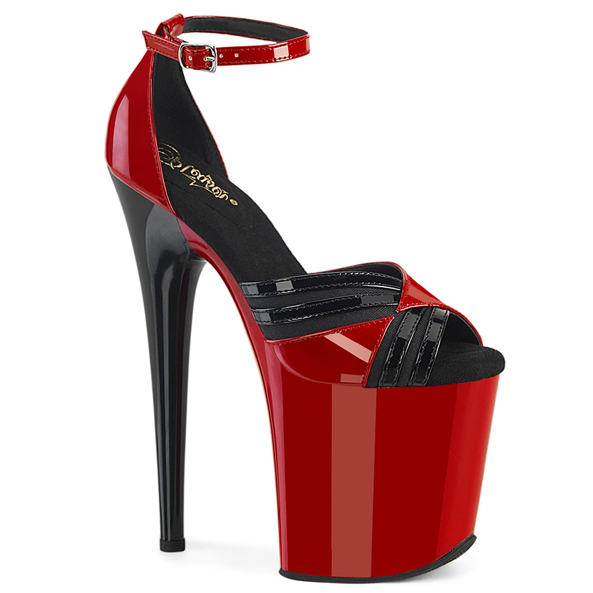 *8" Heel, 4" PF Two Tone Close Back Ankle Strap Sandal (Pleaser FLAM884/BP-W/M)