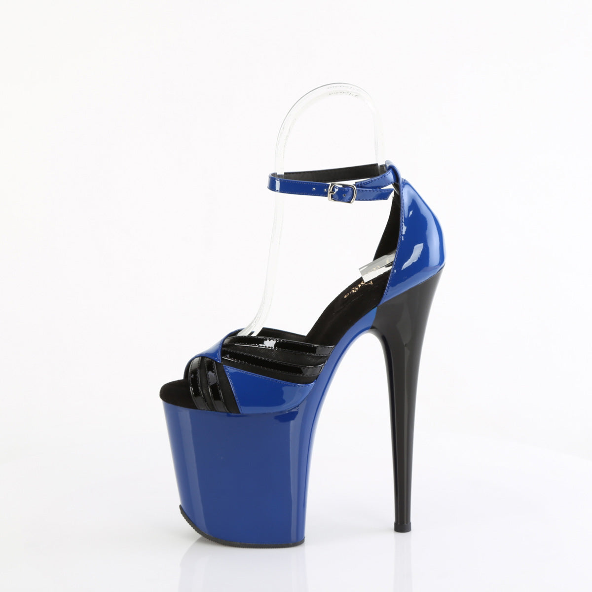 *8" Heel, 4" PF Two Tone Close Back Ankle Strap Sandal (Pleaser FLAM884/BP-W/M)