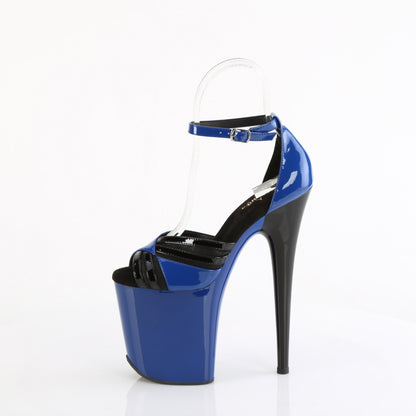 *8" Heel, 4" PF Two Tone Close Back Ankle Strap Sandal (Pleaser FLAM884/BP-W/M)