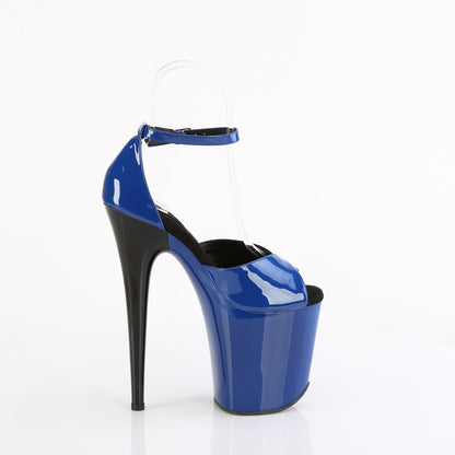 *8" Heel, 4" PF Two Tone Close Back Ankle Strap Sandal (Pleaser FLAM884/BP-W/M)