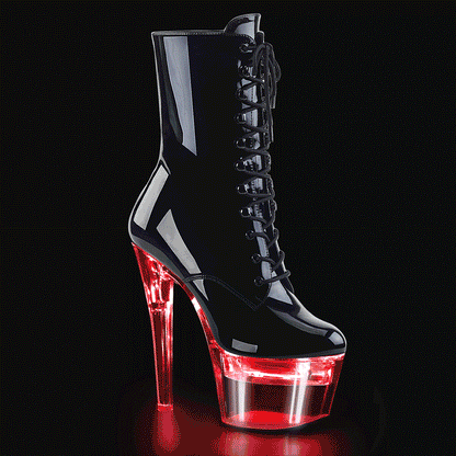 7" Heel, 2 3/4" PF LED Illuminated Ankle Boot, Side Zip (Pleaser FDANCE1020-7/B/C)