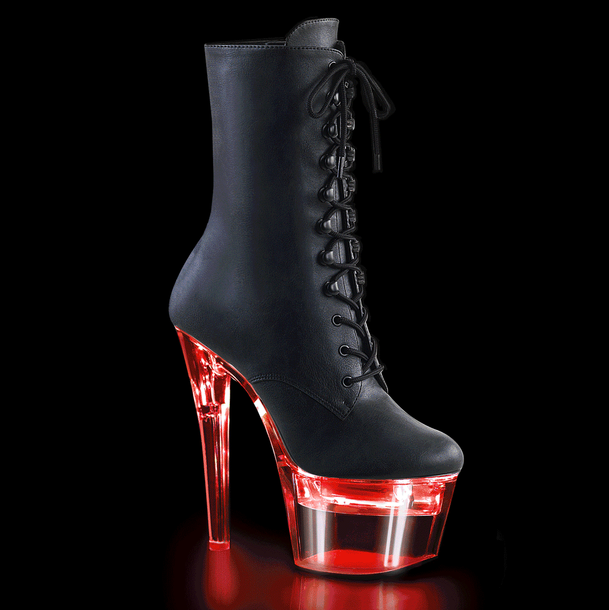 7" Heel, 2 3/4" PF LED Illuminated Ankle Boot, Side Zip (Pleaser FDANCE1020-7/B/C)