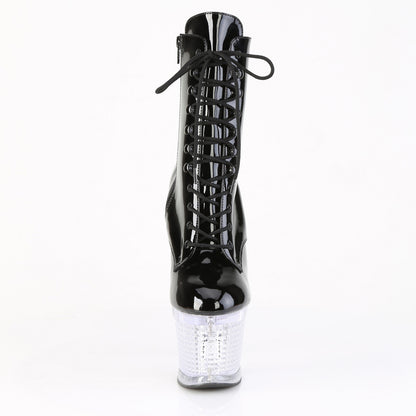 7" Heel, 3" Textured PF LED Illuminated Ankle Boot, Side Zip (Pleaser FDANCE1020SPEC/B/C)