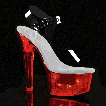 6" Heel, 2 1/4" PF LED Illuminated Ankle Strap Sandal (Pleaser FDANCE608CH/C/SHG)