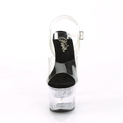 7" Heel, 2 3/4" Platform LED Illuminated Ankle Strap Sandal (Pleaser FDANCE708/C-B/C)