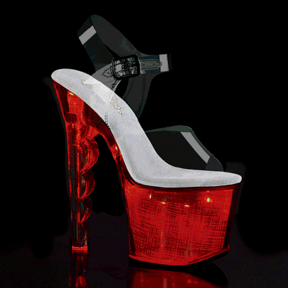 7" Scalloped Heel, 3 1/4" PF LED Illuminated Sandal (Pleaser FDANCE708SCH/C/SHG)