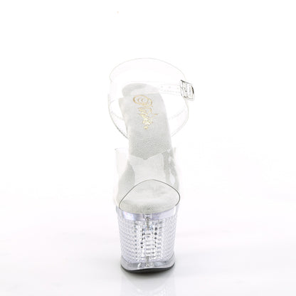 7" Heel, 3" Textured LED Illuminated Ankle Strap Sandal (Pleaser FDANCE708SPEC/C/M)