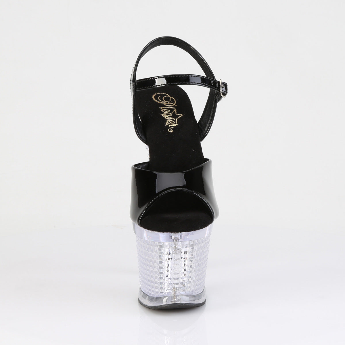 7" Heel, 3" Textured PF LED Illuminated Ankle Strap Sandal (Pleaser FDANCE709SPEC/B/C)