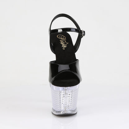 7" Heel, 3" Textured PF LED Illuminated Ankle Strap Sandal (Pleaser FDANCE709SPEC/B/C)