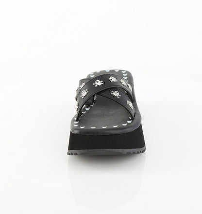 2 1/2" Skull Print & Studs Sandal (Demonia FLIP05/B/PU)