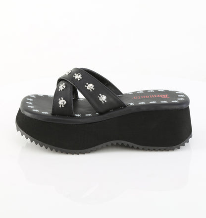 2 1/2" Skull Print & Studs Sandal (Demonia FLIP05/B/PU)