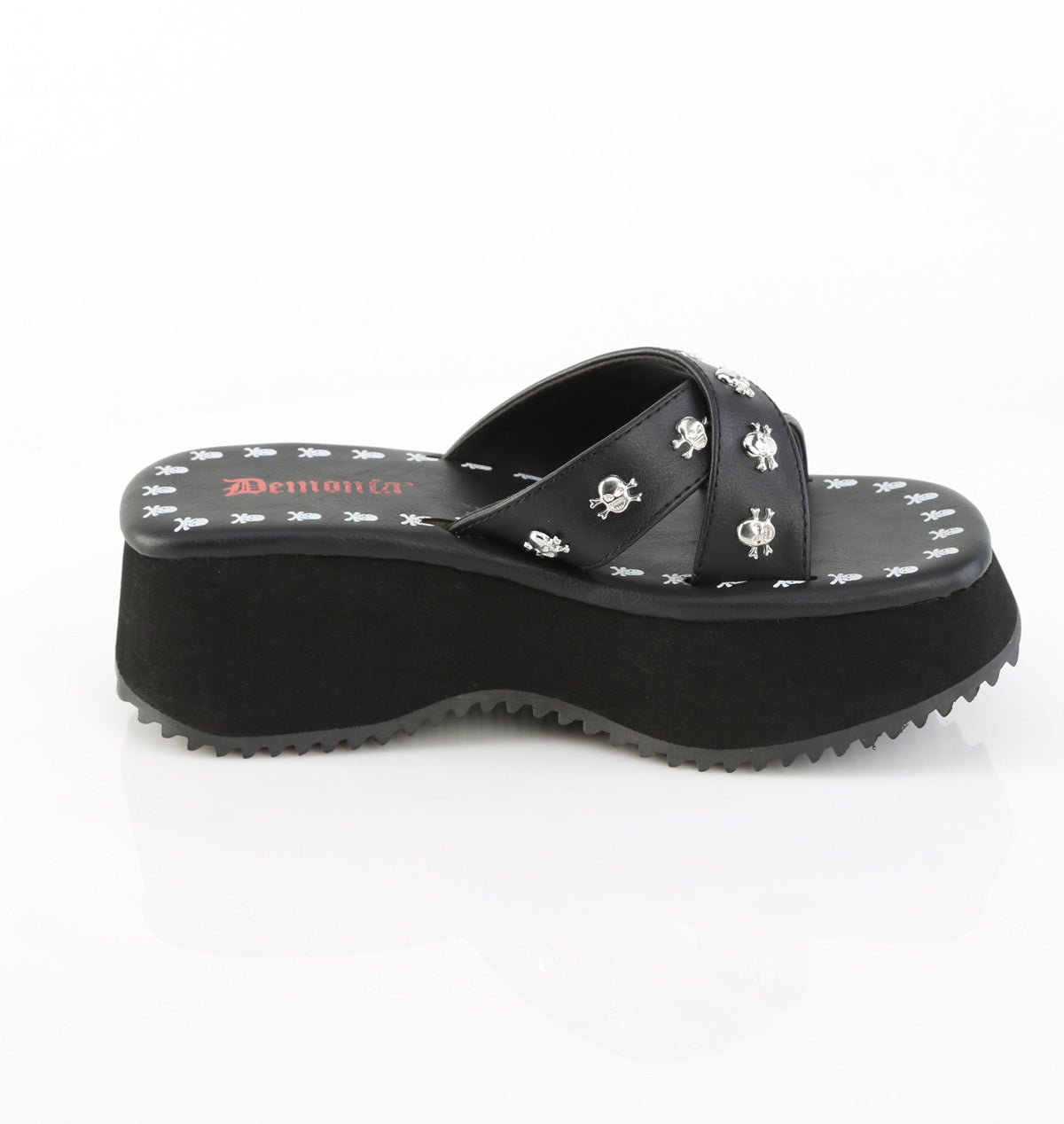 2 1/2" Skull Print & Studs Sandal (Demonia FLIP05/B/PU)