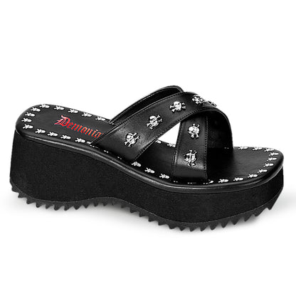 2 1/2" Skull Print & Studs Sandal (Demonia FLIP05/B/PU)