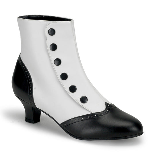 2" Heel Button Spat Ankle Boot (Bordello FLO1023/WB/PU)