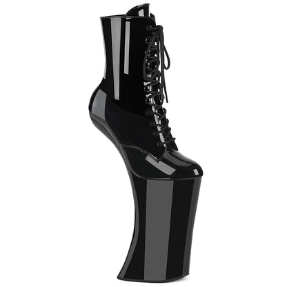 11" Heelless, 6 1/4" PF Lace-Up Front Ankle Boot, Inside Zip (Pleaser FOR1020/B/M)