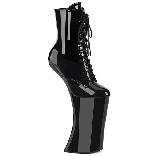 11" Heelless, 6 1/4" PF Lace-Up Front Ankle Boot, Inside Zip (Pleaser FOR1020/B/M)