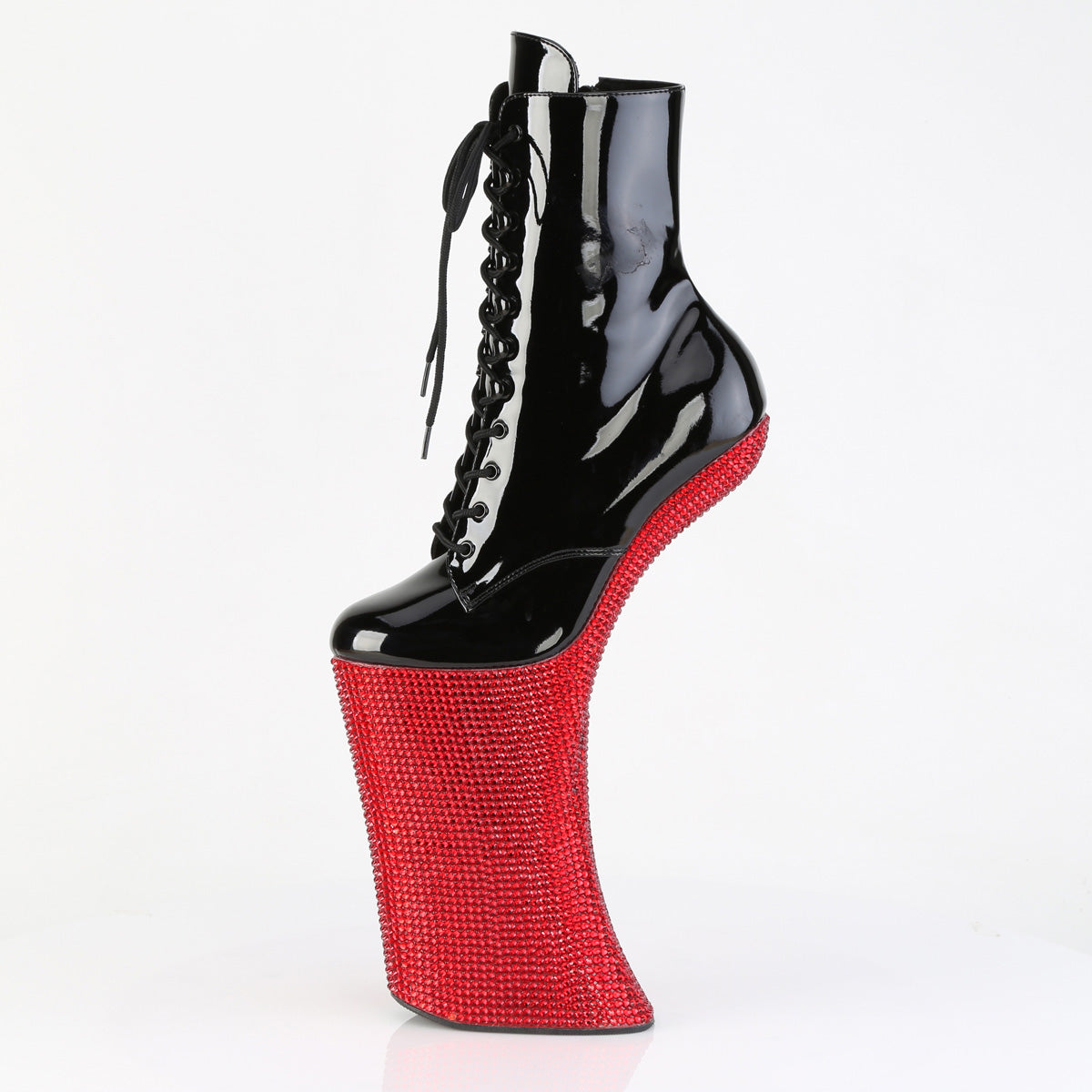 11" Heelless, 6 1/4" PF Lace-Up Ankle Boot w/RS, Side Zip (Pleaser FOR1020BEJ/B/RRS)