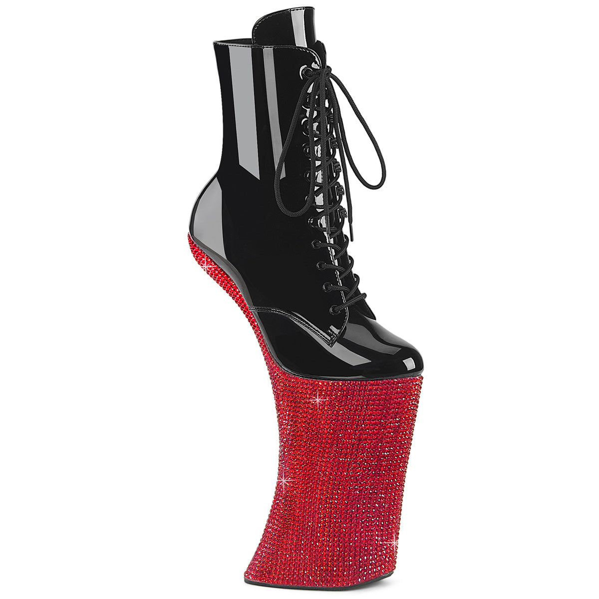 11" Heelless, 6 1/4" PF Lace-Up Ankle Boot w/RS, Side Zip (Pleaser FOR1020BEJ/B/RRS)