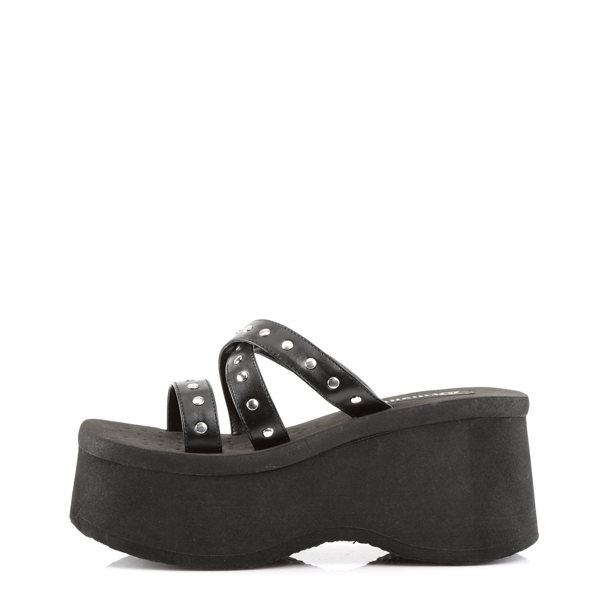 3 1/2" Studded Straps Black Sandal (Demonia FUNN19/B/PU)