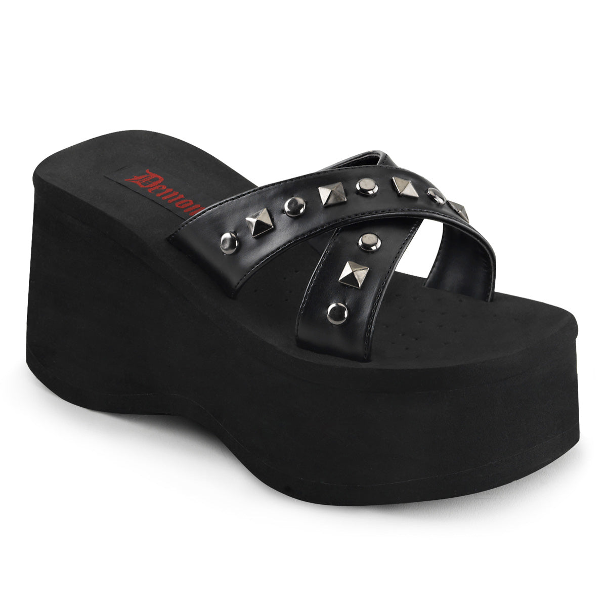3 1/2" EVA PF, Criss Cross Slide W/ Metal Pyramids & Studs (Demonia FUNN29/BPU)