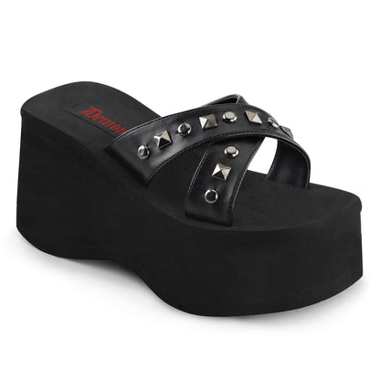3 1/2" EVA PF, Criss Cross Slide W/ Metal Pyramids & Studs (Demonia FUNN29/BPU)